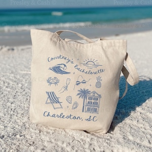 Bachelorette Tote Bags Charleston Bachelorette Bags Beach Canvas Tote Bag Bridesmaids Gift Bag Custom Welcome Gift With Love From Charleston