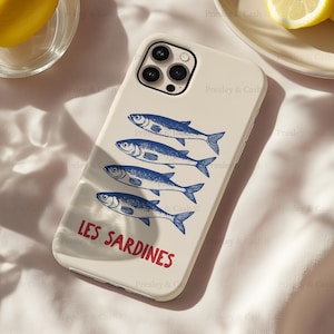 Sardine Phone Case Les Sardines iPhone Cases Italian Summer iPhone 16 Case Tinned Fish Phone Case Coastal Fisherman Protective Phone Cases