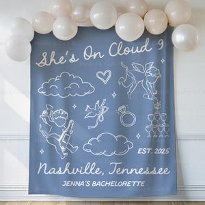 Cloud 9 Bachelorette Party Tapestry Cloud Nine Bachelorette Banner Match Made In Heaven Bridal Shower Sign Angel Bach Decor Cloud Wine Theme