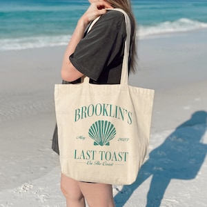 Custom Printed Burlap Neoprene Seaside Beach Tote Bag