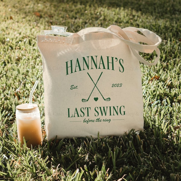 Country Club Bachelorette Tote Bags Custom Golf Tote Bag Reusable Bridesmaid Gift Bag Personalized Bach Logo Merch Brides Last Swing Bags