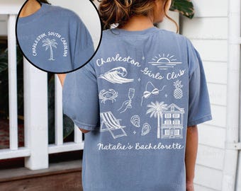 Charleston Bachelorette Shirts Coastal Bachelorette Merch Beach Bridal Party Gifts Charleston Girls Trip Shirt Custom Comfort Colors Shirt