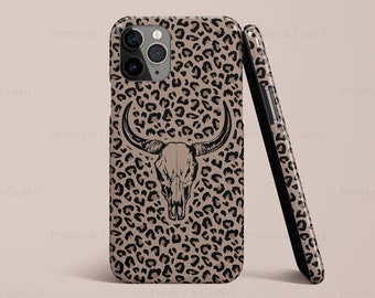 Western Phone Case Longhorn Skull iPhone 13 Case Boho Phone Case Cute Leopard Phone Case Brown Phone Case Cowgirl Howdy iPhone 12 Mini Case