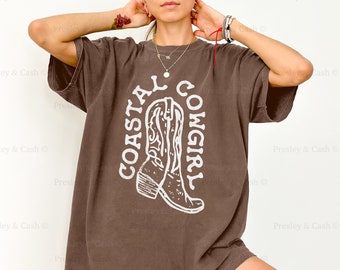 Coastal Cowgirl Shirt Comfort Colors Shirt Western TShirt Dress Oversized Graphic Tee Beachy Cowgirl Shirt Summer Coastal Bachelorette Tee