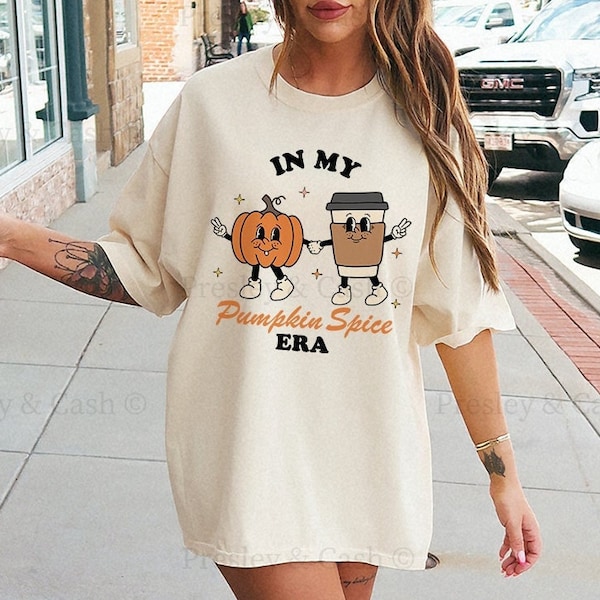 In My Pumpkin Spice Era Shirt Retro Pumpkin Shirts Coffee Lover Gift Vintage Halloween Shirt Cute Pumpkin Shirts Fall Comfort Colors Shirts
