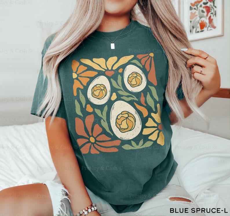 Deviled Egg Shirt Boho Thanksgiving Shirt Fall Graphic Tee Funny Deviled Egg Shirts Thanksgiving Food Shirt Deviled Egg Lover Gift Thankful Blue Spruce