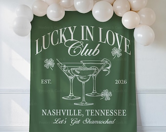 Lucky In Love Bachelorette Sign, St Patricks Day Banner, Irish Bridal Shower Tapestry, Lucky In Love Bach Decor
