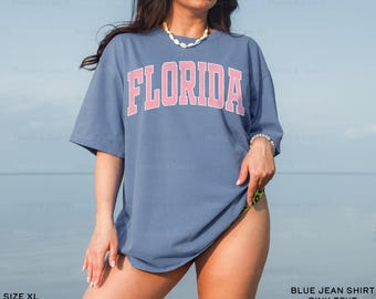 Comfort Colors Florida Shirt Oversized Florida Graphic Tee Trendy Beach TShirt Dress Beachy Aesthetic Distressed Florida Shirt Vintage Style