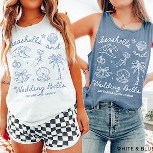 Seashells And Wedding Bells Bachelorette Tank Top Beach Bachelorette Tank Matching Bach Trip Shirts Brides Last Toast Comfort Colors Tank