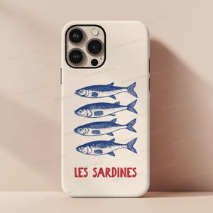 Les Sardines Phone Case Sardine iPhone Cases Italian Summer iPhone 16 Case Tinned Fish Phone Case Coastal Fisherman Protective Phone Cases