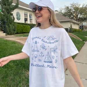 Portland Maine Bachelorette Shirts Personalized Maine Shirts With Love From Portland Maine Matching Girls Trip TShirt Coastal Bach Gifts White