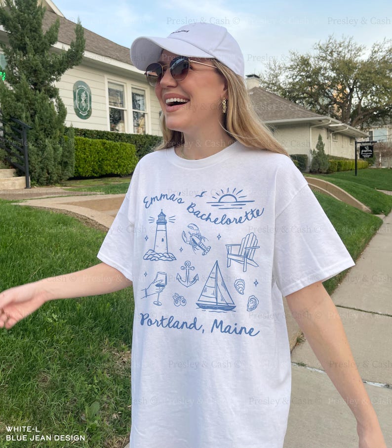 Portland Maine Bachelorette Shirts Personalized Maine Shirts With Love From Portland Maine Matching Girls Trip TShirt Coastal Bach Gifts White