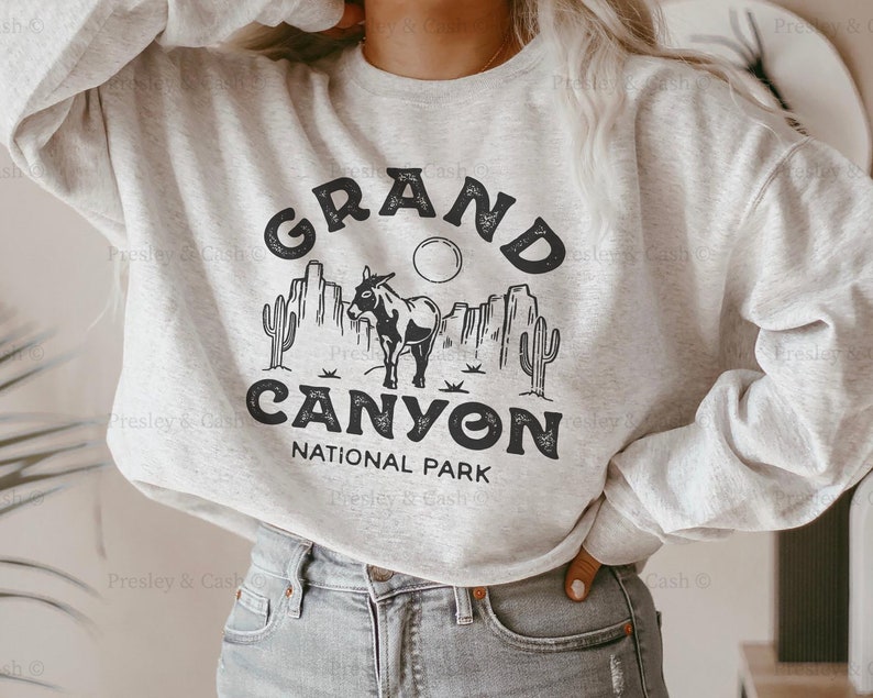 Grand Canyon Sweatshirt National Park Shirt Outdoor Shirt Western Fashion Arizona Sweatshirt Vintage National Park Tee Road Trip Crewneck Ash