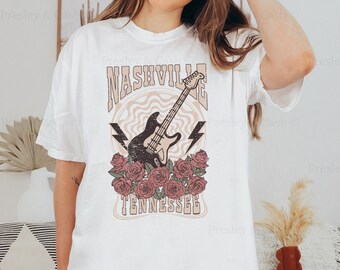 Faktuzi Country Music T-Shirts For Women – Oversized Nashville Graphic Tees, Vintage Rock Band Shirts, Tennessee Tops