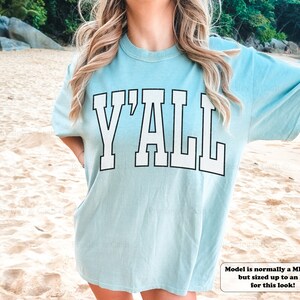 Comfort Colors Y'all Shirt Trendy Southern Shirts Oversized TShirt Dress Boho Coconut Girl Shirt Western Cowgirl Shirt Cute Beach Clothes Bay