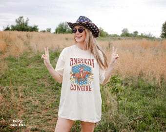 American Cowgirl Shirt Western Fourth of July Shirt Comfort Colors Shirt Cowgirl TShirt Dress Southern 4th of July Tee Oversized Merica Top