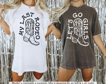 Nashville Bachelorette Shirts Lets Go Girls Shirt Brides Last Rodeo Top Cowgirl EVJF Chemise Western T-shirt Robe Couleurs Confort