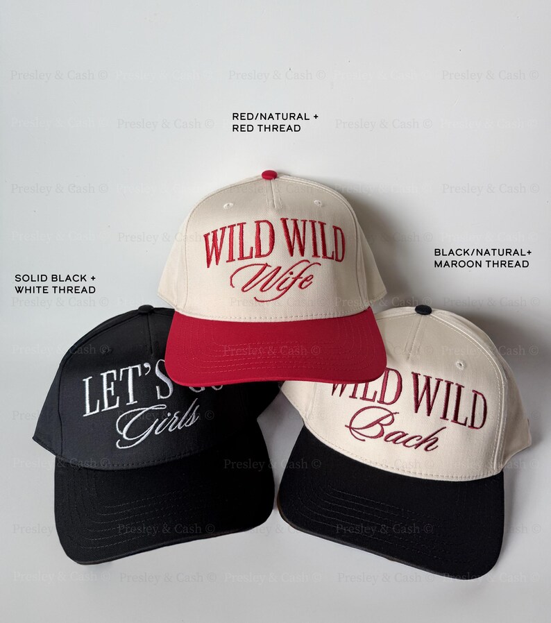 Wild Wild Wife Bachelorette: Embroidered Trucker Hat, Custom Bridal Party Hats, Western Bach Gifts, Cowgirl Bride Hat image 11