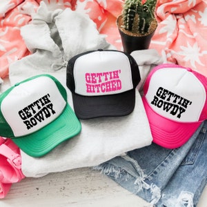 Bachelorette Trucker Hats Gettin Rowdy Gettin Hitched Hat Nashville Bachelorette Hat Bridesmaids Gifts Customized Cowgirl Bachelorette Hats