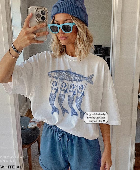Sardine Graphic Tee Mermaid Sardine Shirt La Dolce Vita TShirt Tinned Fish Shirt Amalfi Aesthetic Clothes Oversized Comfort Colors Shirt