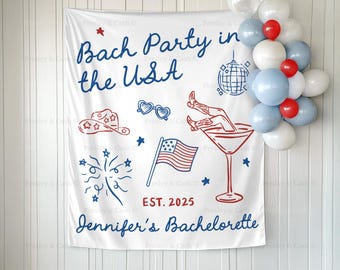 4th of July Bachelorette Banner Independence Day Bach Decor Custom Fourth July Tapestry American Bridal Shower Backdrop Bachelorette Banner