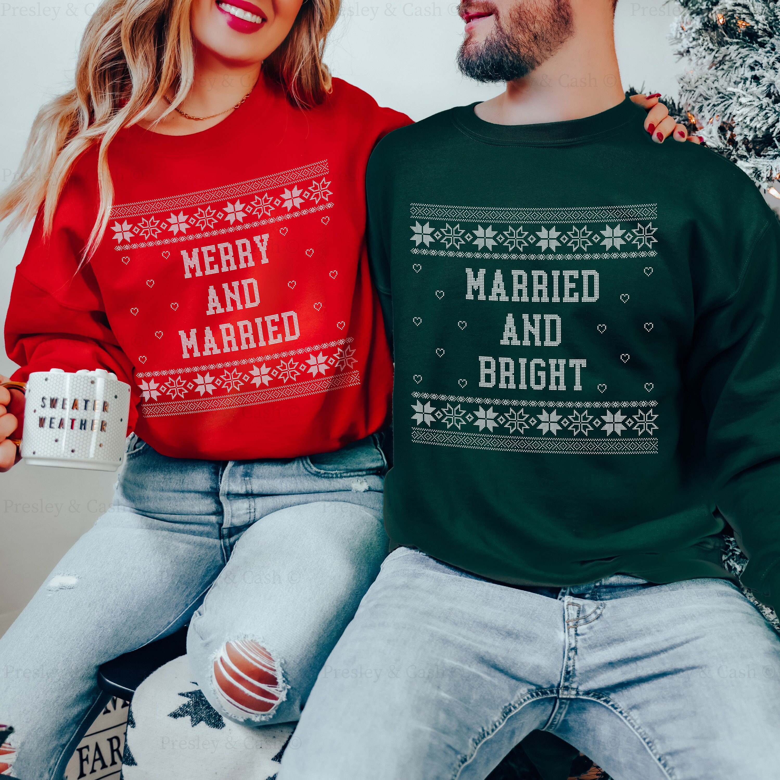 Merry Christmas and Happy New Year Matching Hoodie, Christmas Couple Gifts, Christmas Couples Matching Sweats, Christmas Couples T Shirts T-Shirt