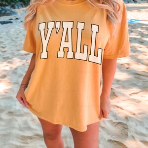 Comfort Colors Y'all Shirt Trendy Southern Shirts Oversized TShirt Dress Boho Coconut Girl Shirt Western Cowgirl Shirt Cute Beach Clothes Mustard