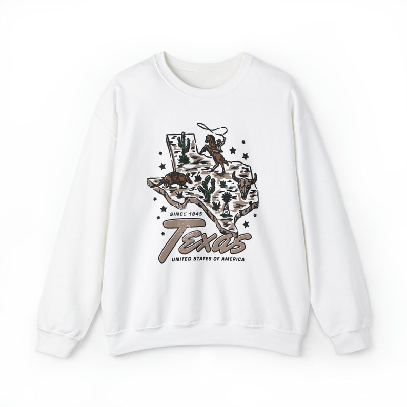 Texas Sweatshirt Vintage Style Texas Crewneck Western Sweatshirts Austin Texas Sweatshirt Cowgirl Crewneck Oversized Sweatshirt Texas Gift image 6