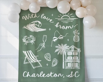 Charleston Bachelorette Banner Custom Beach Bachelorette Backdrop Charleston South Carolina Tapestry Coastal Bach Party Decor Photo Backdrop