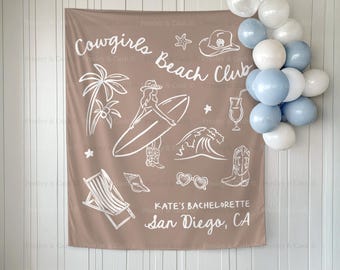 Coastal Cowgirl Bachelorette Banner Beach Bachelorette Welcome Sign Coastal Cowgirl Bach Decor Western Bachelorette Tapestry Photo Backdrop