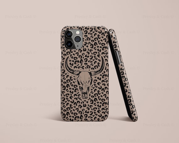 Western Phone Case Longhorn Skull iPhone 13 Case Boho Phone Case Cute Leopard Phone Case Brown Phone Case Cowgirl Howdy iPhone 12 Mini Case