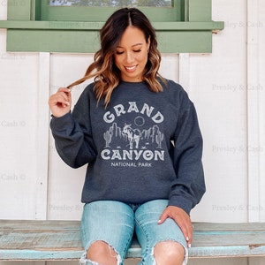 Grand Canyon Sweatshirt National Park Shirt Outdoor Shirt Western Fashion Arizona Sweatshirt Vintage National Park Tee Road Trip Crewneck Dark Heather