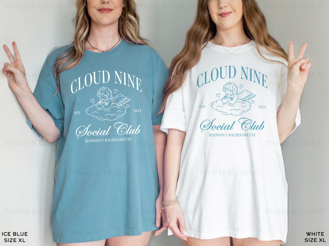 Cloud Nine Bachelorette Shirts Bride on Cloud Wine Shirt Cloud 9 Social ...