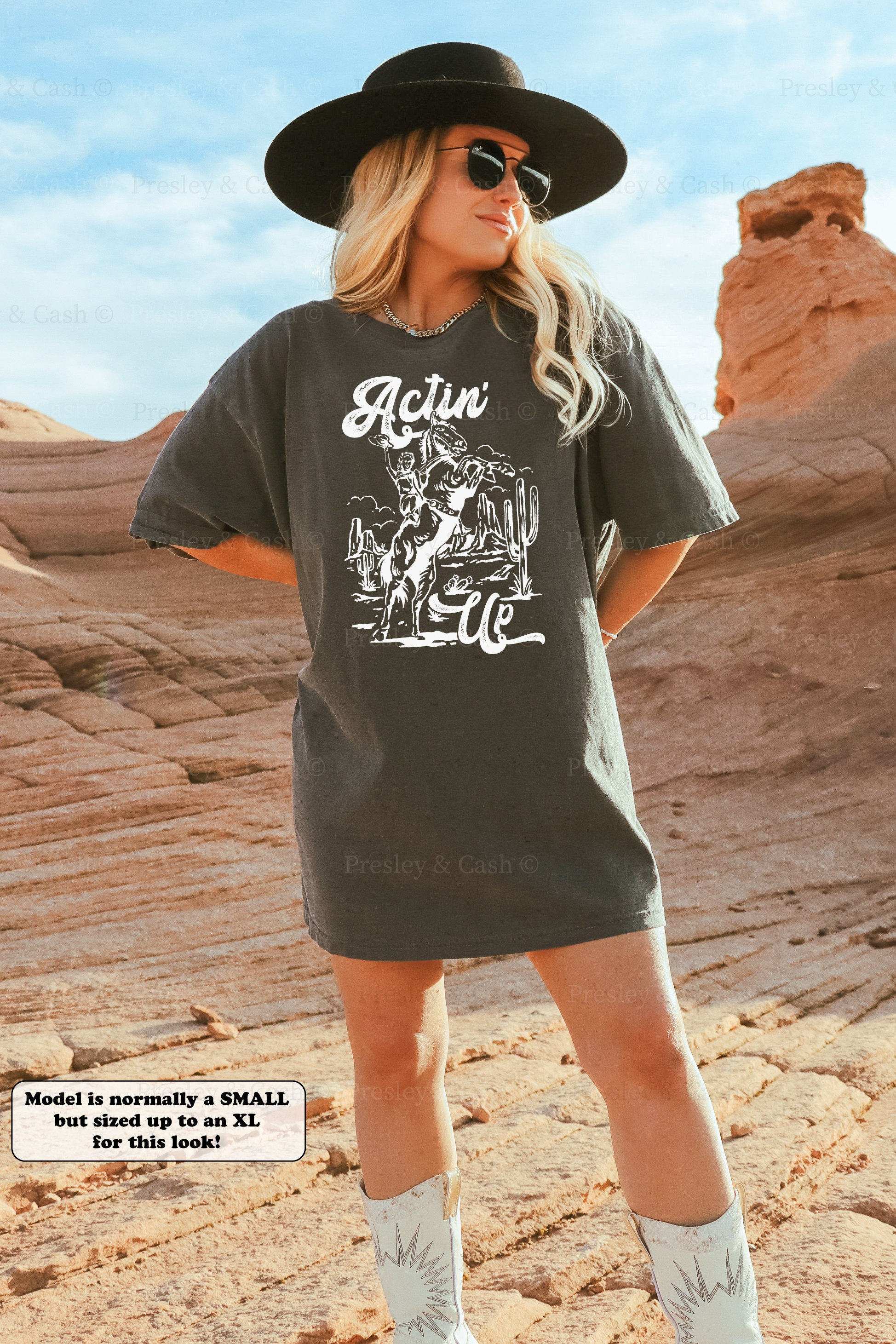 Actin Up Shirt Western TShirt Dress Vintage Style Cowgirl Shirt Oversized Rodeo Tee Comfort Colors Shirt Country Music Top Nashville Outfit