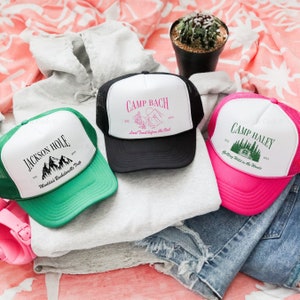 Custom Camp Bachelorette Trucker Hats Bachelorette Party Hat Camp Bach Club Hats Bridal Party Gifts Camping Bachelorette Social Club Hats