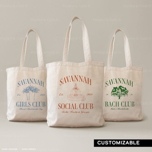 Savannah Bachelorette Party Tote Bags Savannah Georgia Bachelorette Gifts Custom Beach Bags Peachy Bride Bag Bridesmaids Canvas Tote Bags