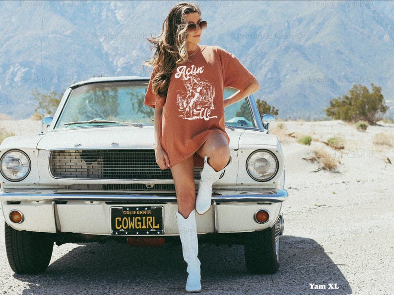 Camisa Actin Up, vestido estilo western, camisa vaquera estilo vintage, camiseta rodeo extragrande, camisa de colores cómodos, top de música country, atuendo de Nashville Yam
