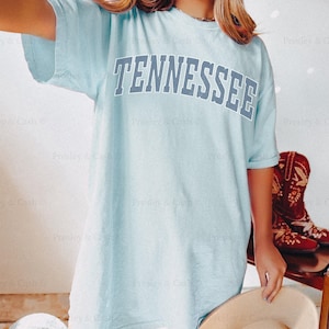Vintage Style Tennessee Shirt Oversized Comfort Colors Tee Trendy Coconut Girl Aesthetic Cute Summer Beach Clothes Preppy Game Day Outfit Chambray