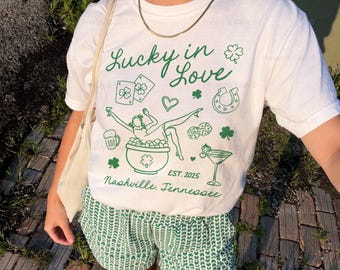 Lucky In Love Bachelorette Shirt St Patricks Day Bachelorette Shirts Custom St Paddys Day TShirt Lucky Bride Top Trendy Comfort Colors Shirt