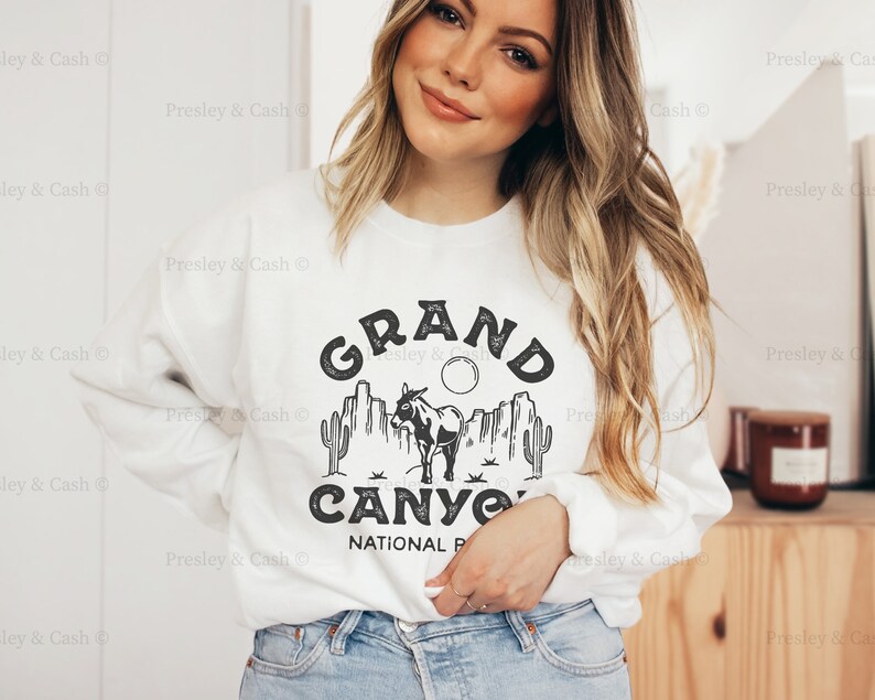 Grand Canyon Sweatshirt National Park Shirt Outdoor Shirt Western Fashion Arizona Sweatshirt Vintage National Park Tee Road Trip Crewneck White