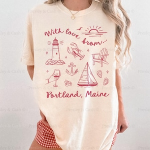 Portland Maine Bachelorette Shirts Personalized Maine Shirts With Love From Portland Maine Matching Girls Trip TShirt Coastal Bach Gifts Ivory