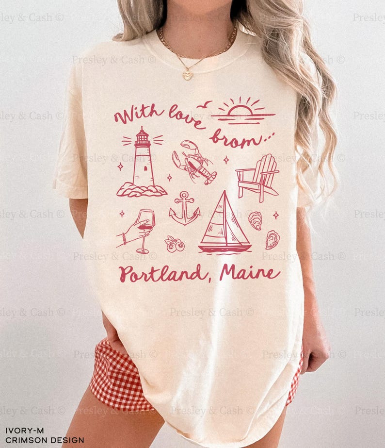 Portland Maine Bachelorette Shirts Personalized Maine Shirts With Love From Portland Maine Matching Girls Trip TShirt Coastal Bach Gifts Ivory