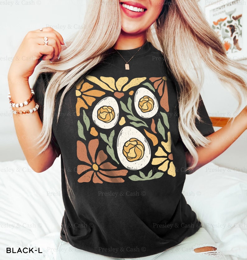 Deviled Egg Shirt Boho Thanksgiving Shirt Fall Graphic Tee Funny Deviled Egg Shirts Thanksgiving Food Shirt Deviled Egg Lover Gift Thankful Black
