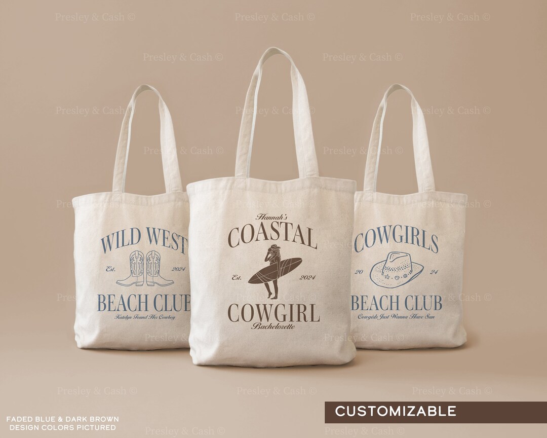 Coastal Cowgirl Beach Bag Coastal Cowgirl Bachelorette Tote Bags Custom ...