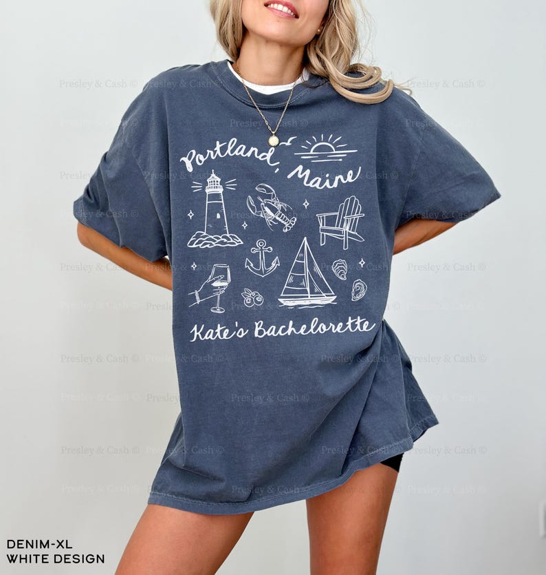 Portland Maine Bachelorette Shirts Personalized Maine Shirts With Love From Portland Maine Matching Girls Trip TShirt Coastal Bach Gifts Denim