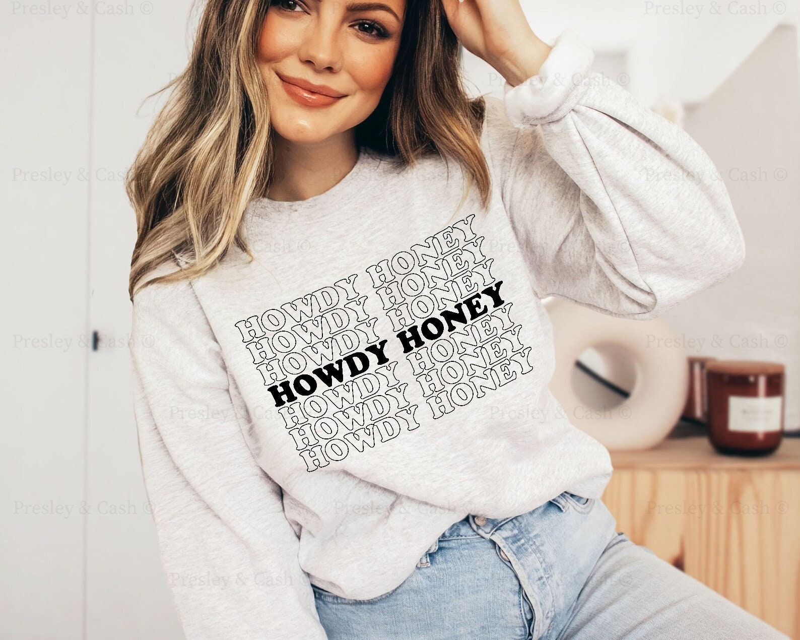 Howdy Honey Crewneck Simple Design Sweatshirt Southern Girl Shirt