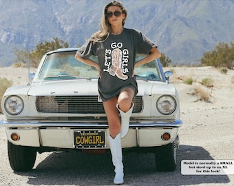 Lets Go Girls Shirt Comfort Colors Shirt Vintage Nashville Shirt Oversized Country Music Tee Western TShirt Dress Cowgirl Bachelorette Shirt