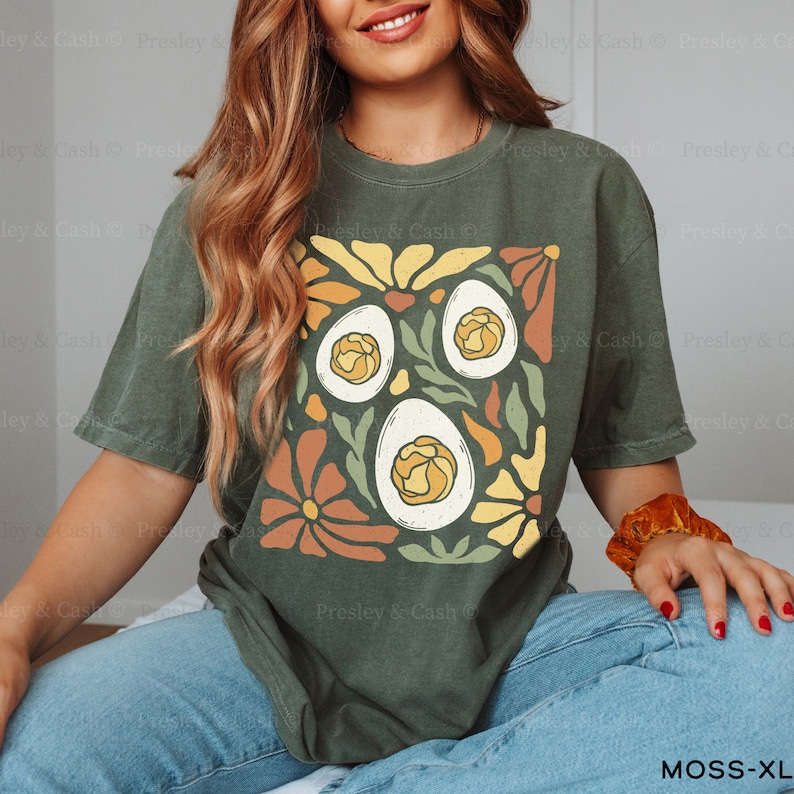 Deviled Egg Shirt Boho Thanksgiving Shirt Fall Graphic Tee Funny Deviled Egg Shirts Thanksgiving Food Shirt Deviled Egg Lover Gift Thankful Moss