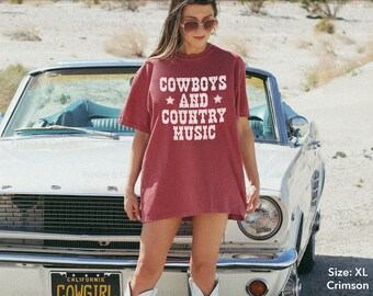 Cowboys And Country Music Shirt Western TShirt Dress Comfort Colors Shirt Nashville Graphic Tee Coastal Cowgirl Shirt Vintage Style Outfit