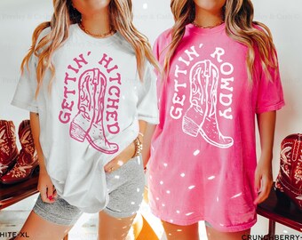 Se faire accrocher Chemises turbulentes Chemises Nashville Bachelorette Chemises cow-girl Bachelorette Robe t-shirt western couleurs confort T-shirts Bach